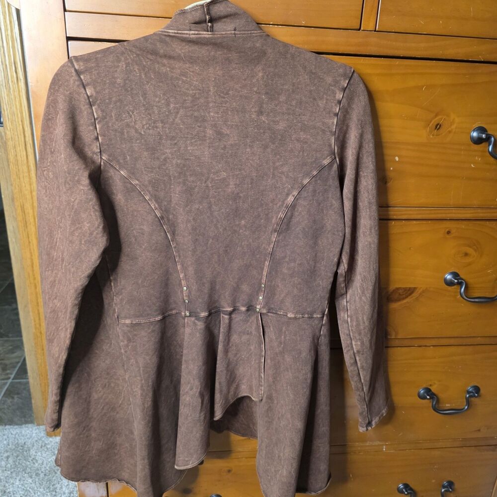 Testimony Los Angeles Brown Mineral Wash Open Cardigan Size Medium Western - Picture 8 of 11